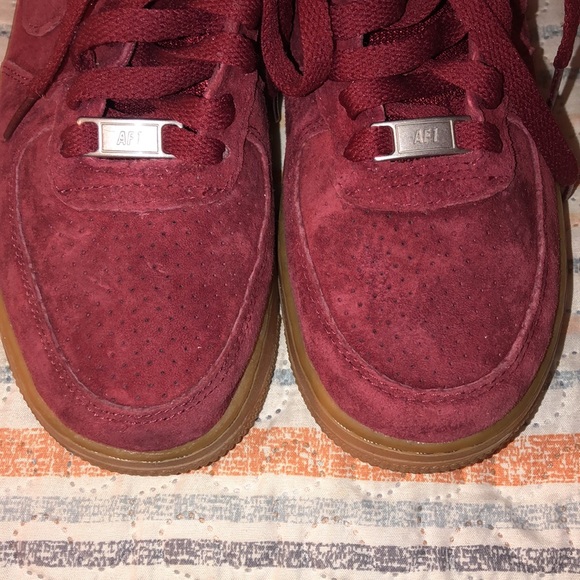 Burgundy Nike Air Force Ones - Picture 6 of 9